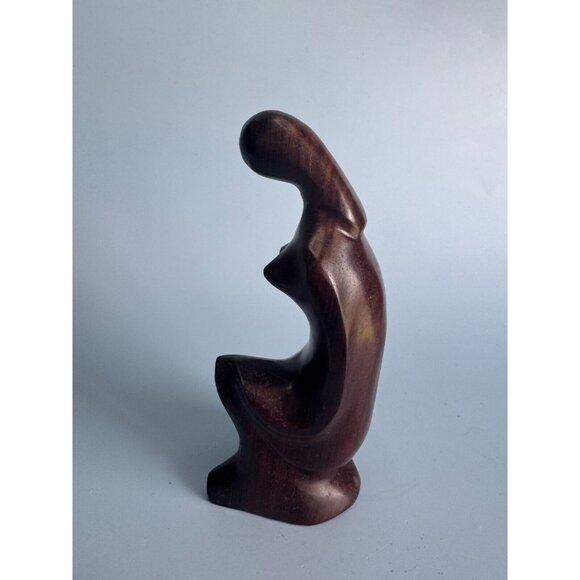 Vintage Hand-Carved Female African Tribal Wood Figurine 6 1/4" Tall - Picture 5 of 6